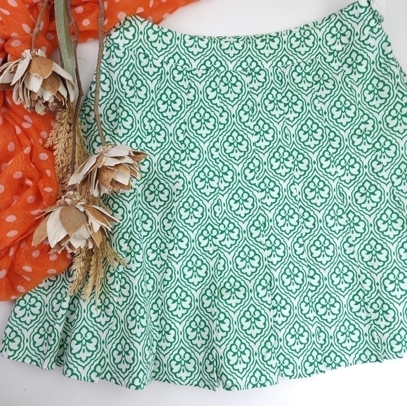 New THML Anthropologie  Green White Pleated Skirt Sz S - Picture 3 of 10